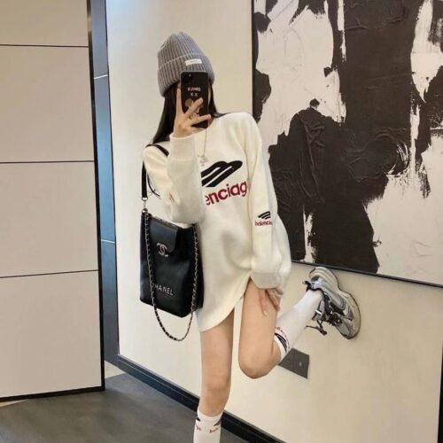 WhatsApp Image 2024-10-22 at 5.18.44 PM Balenciaga Round Neck White Long Sweater With Matching Long Socks