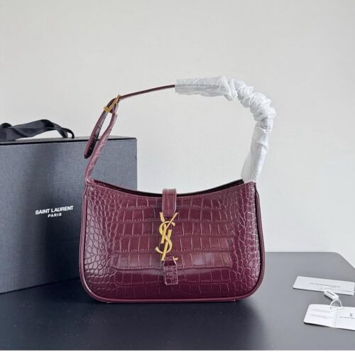 WhatsApp Image 2025-07-02 at 3.27.21 PM Ysl Croco LE5 Wine Shoulder Bag (With Box)