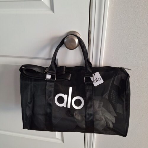 WhatsApp Image 2025-09-10 at 5.05.36 PM Alo Yoga Sheer Black White Duffle Bag