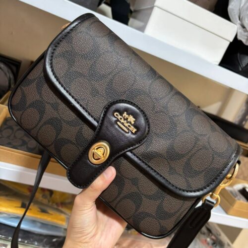 Coach Hadley Coffee Black Shoulder Bag (With Box)