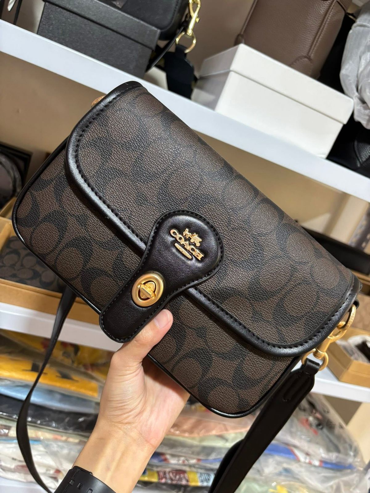 WhatsApp Image 2025-09-12 at 8.12.13 PM Coach Hadley Coffee Black Shoulder Bag (With Box)