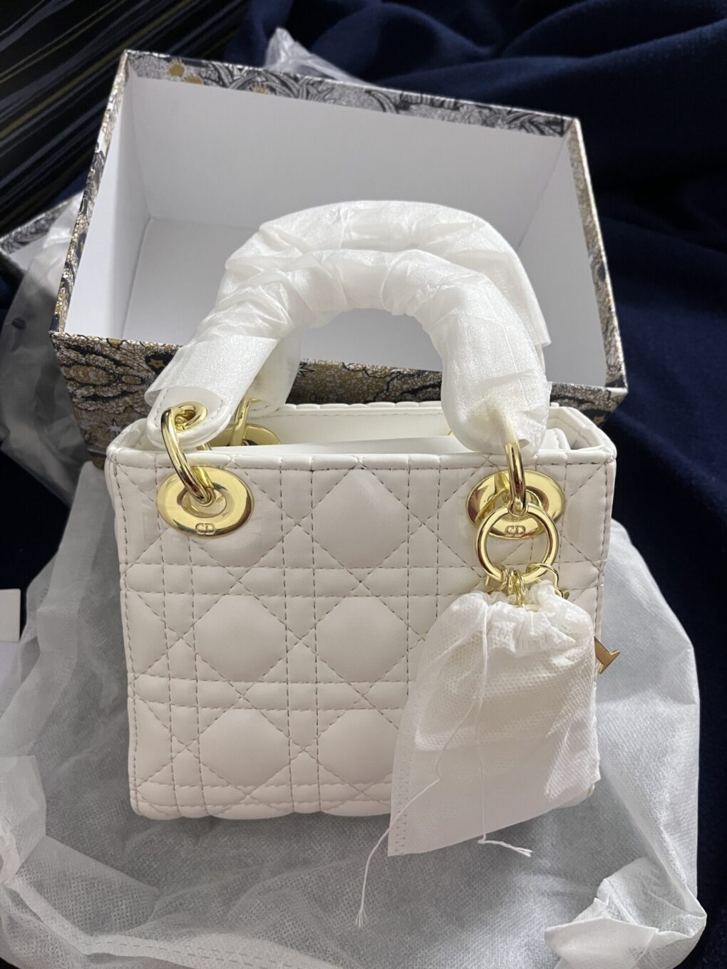 Dior Mini Lady Dior White Handbag (With Box) photo review